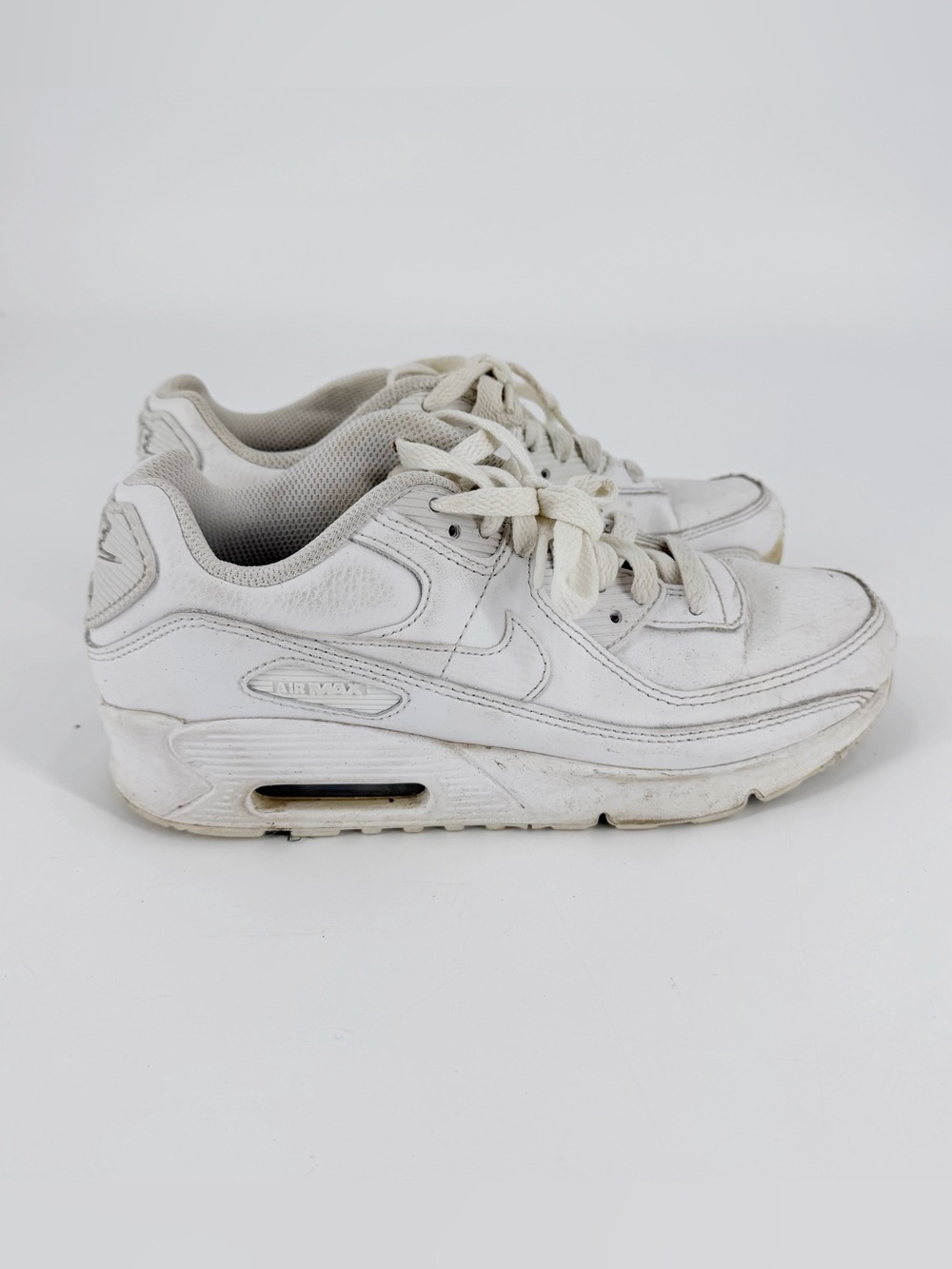 Nike Air Max 90 White Sneakers Leather Size Youth 4.5